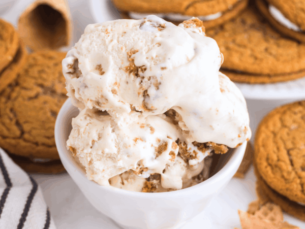 HERO overhead photo of Oatmeal Cream Pie Ice Cream surrounded by oatmeal cream pies