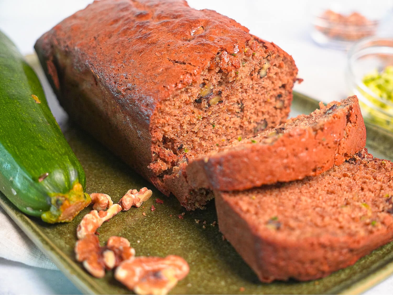 HERO photo of Zucchini Bread on a green platter