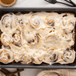 HERO photo of classic baked cinnamon rolls made with heavy cream
