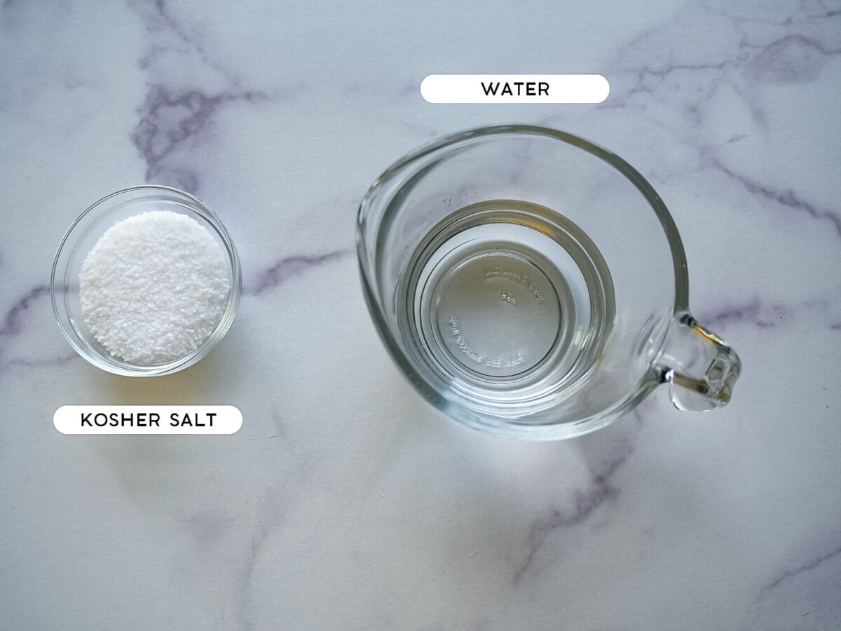 Photo of chicken brine ingredients - water and salt