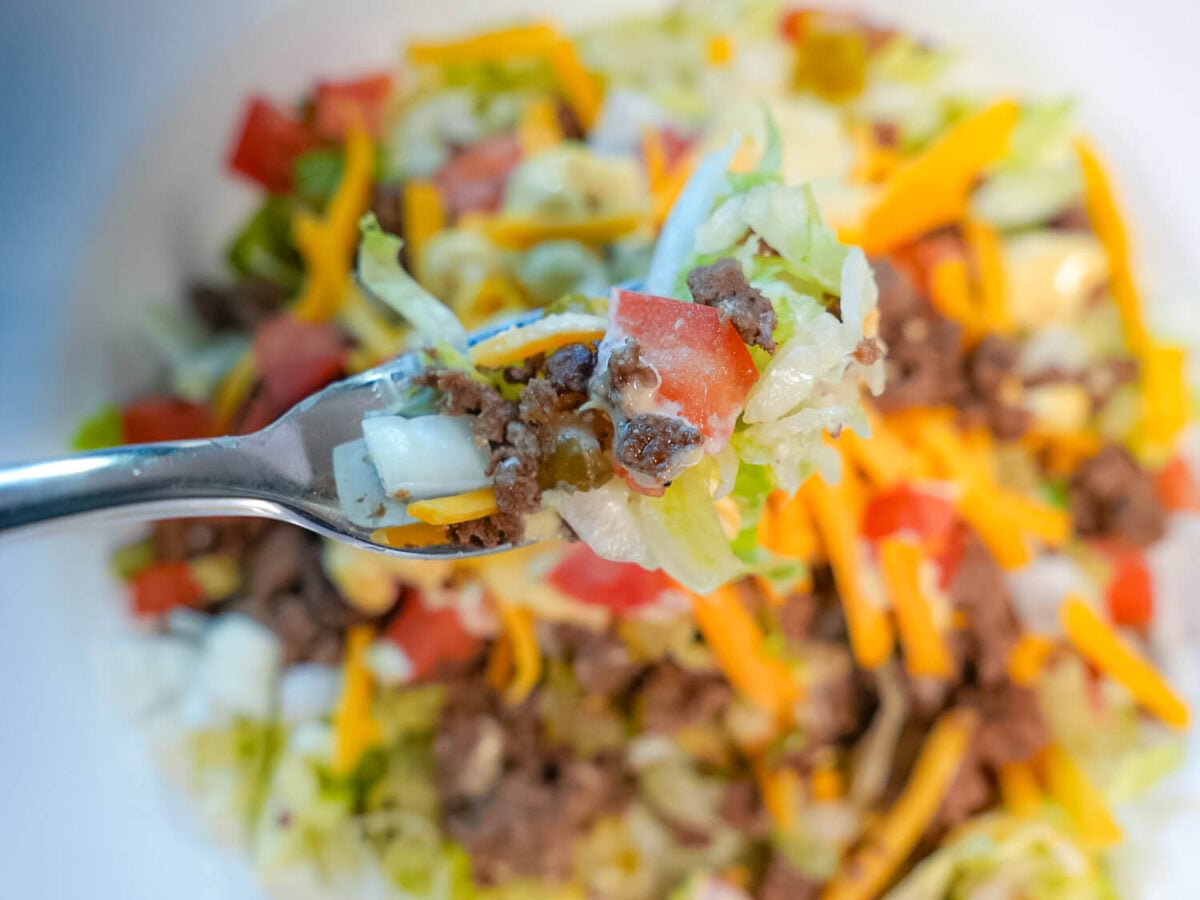 photo of Big Mac Salad on a fork