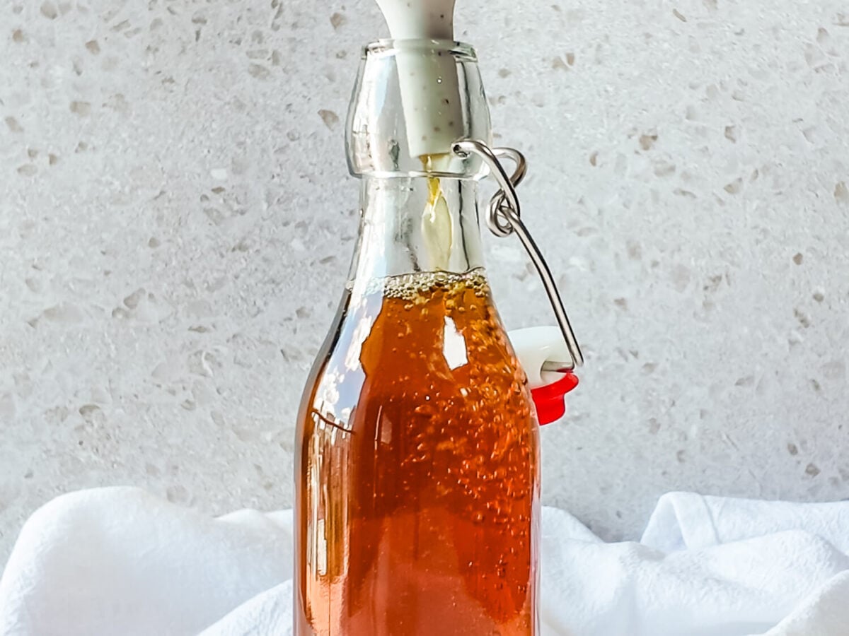 photo of Demerara Syrup being poured into a glass container