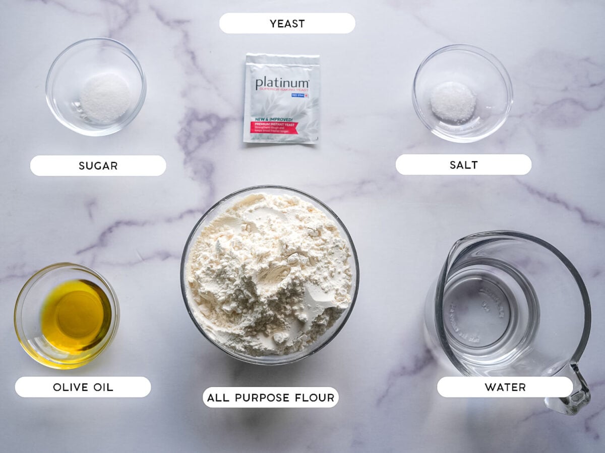 photo of easy pizza dough ingredients