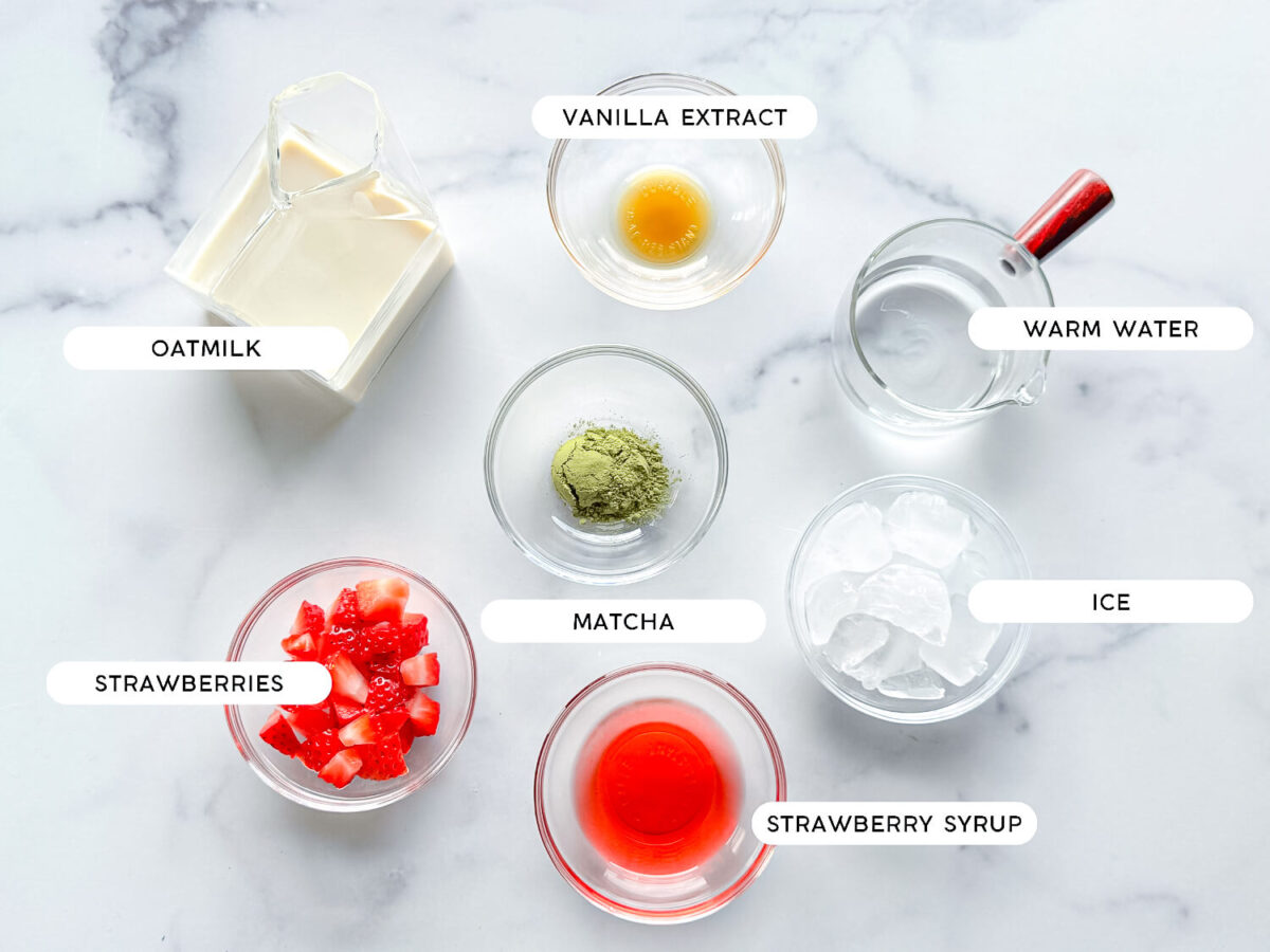 photo of strawberry matcha ingredients