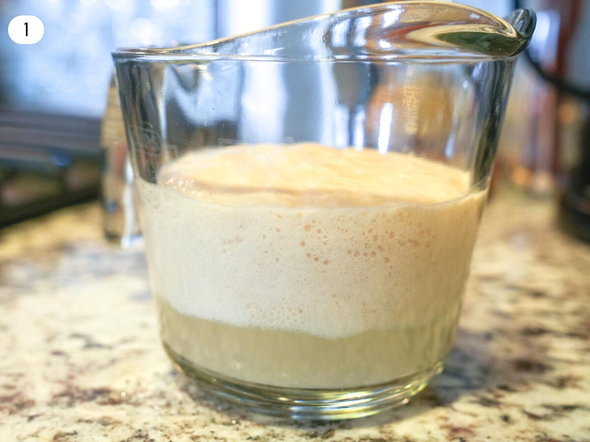 step 1 photo of yeast proofing in warm water