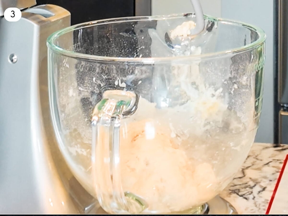 step 3 photo of dough ball forming in mixing bowl