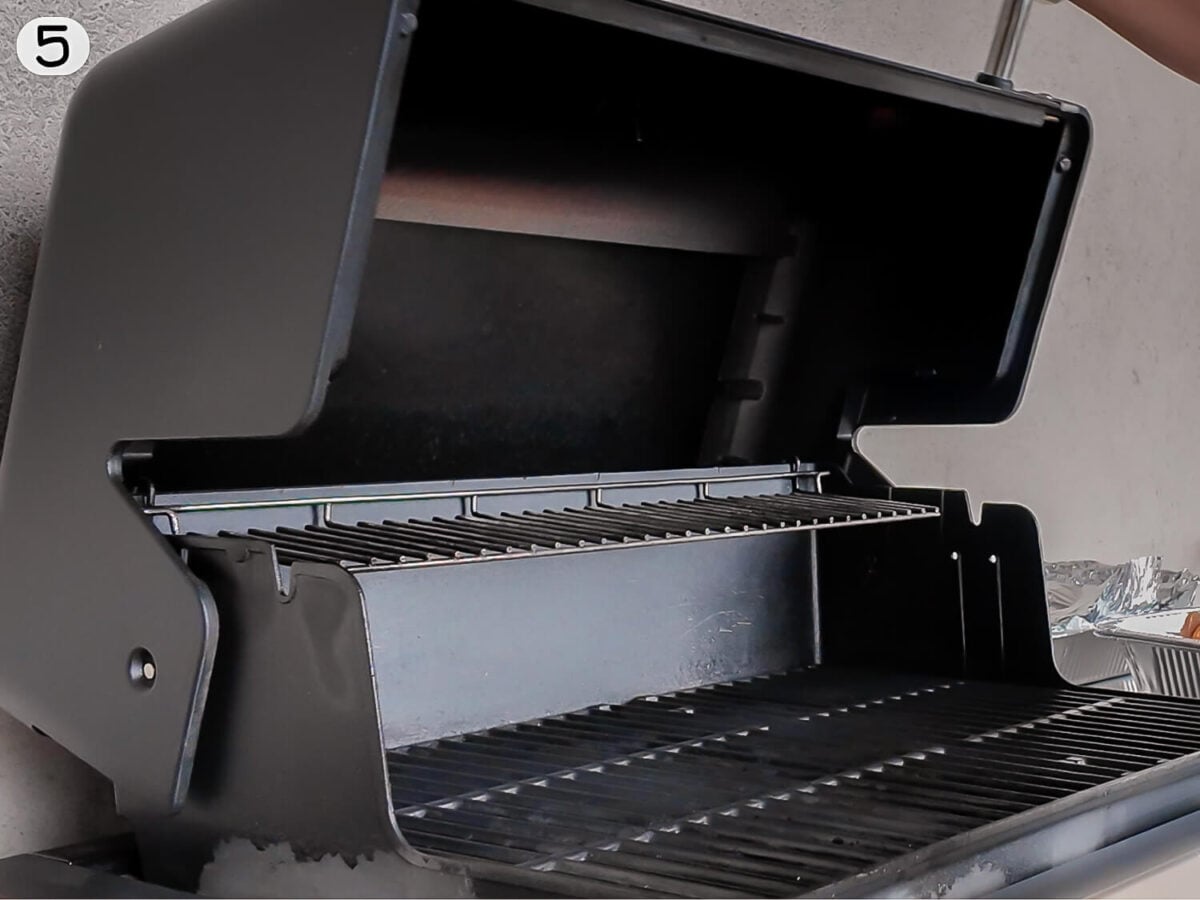 step 5 photo showing a grill heating up