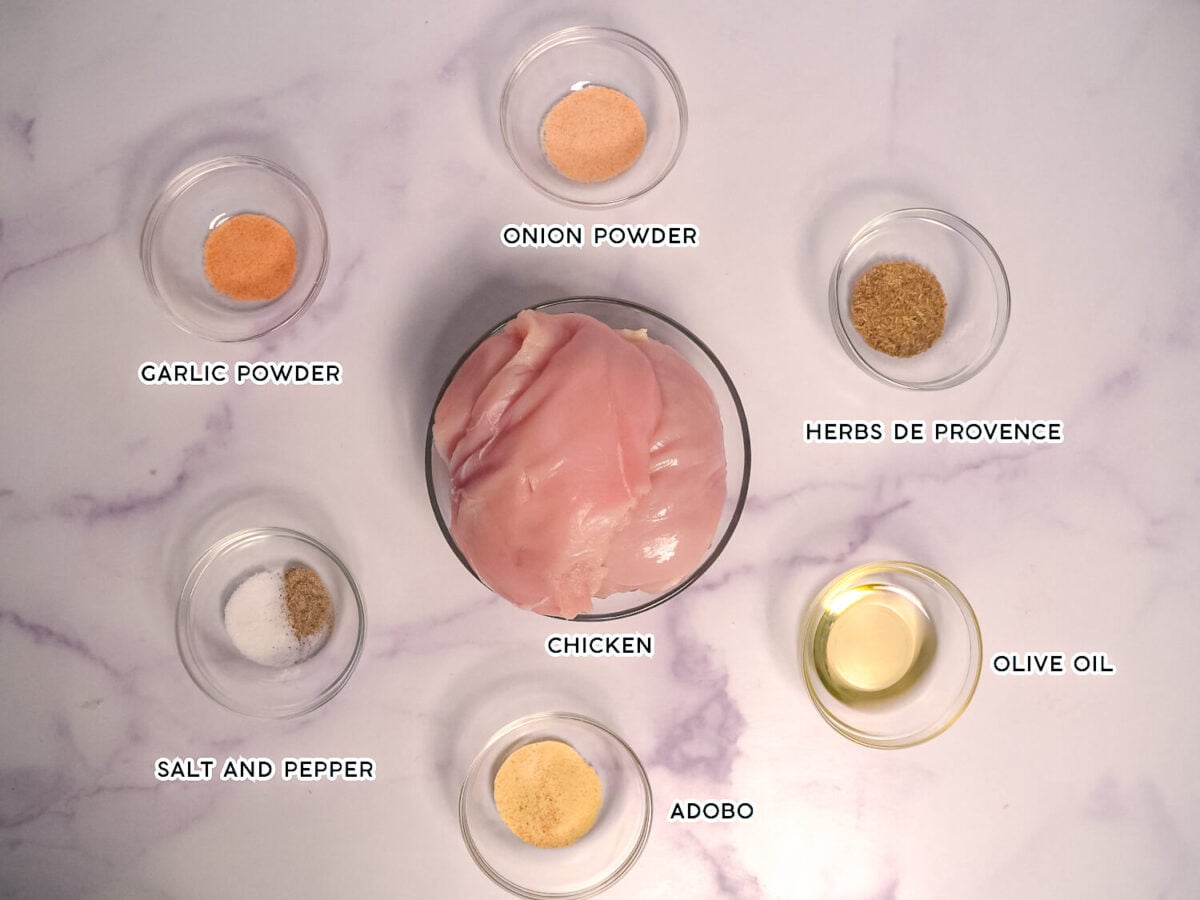 Photo of chicken an seasoning ingredients