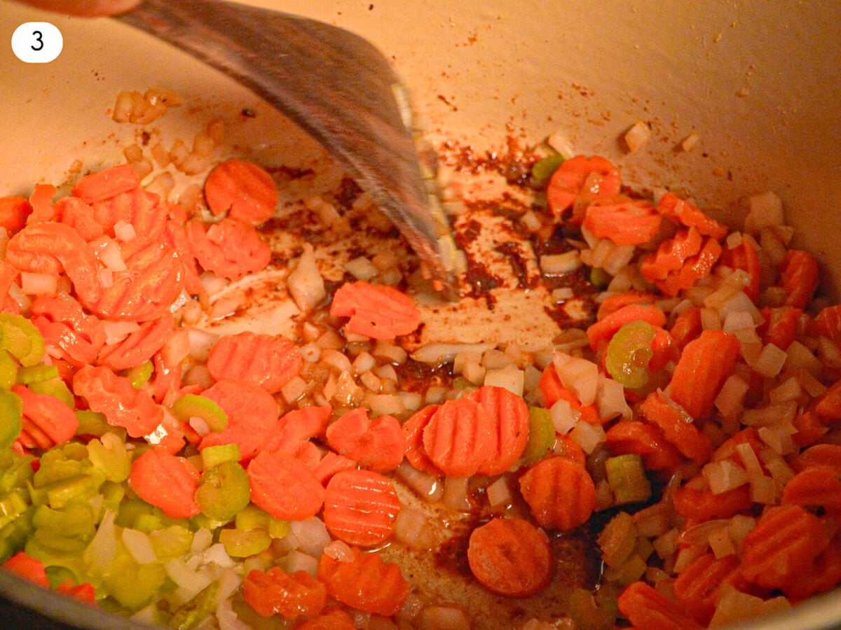 STEP 3 photo showing the Cooking of the Vegetables
