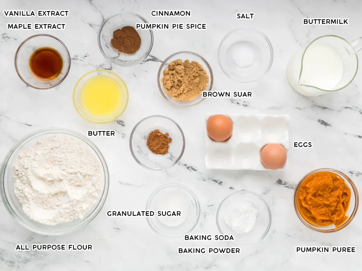 photo Pumpkin Pancake ingredients on a marble surface