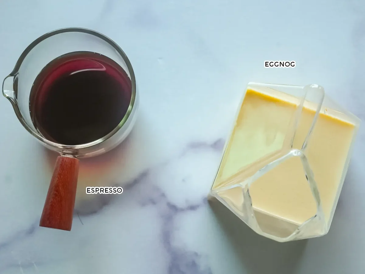 photo of eggnog latte ingredients