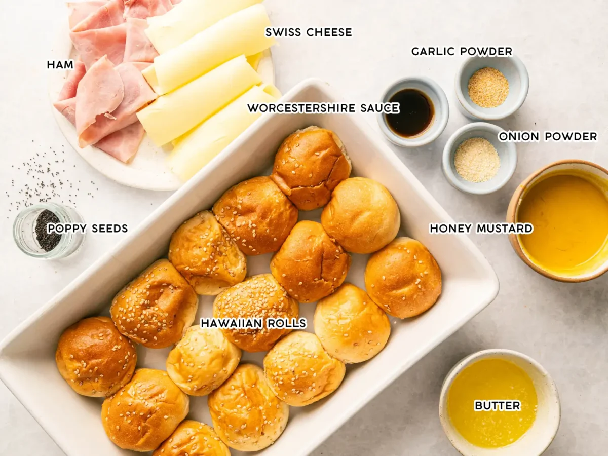 photo of ham and cheese slider ingredients