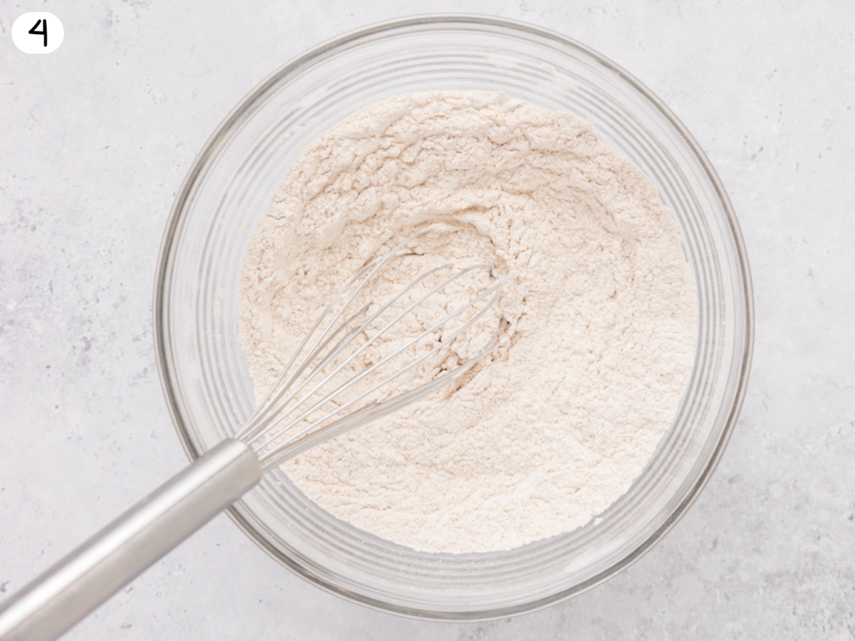 step 4 showing dry ingredients begin combined together
