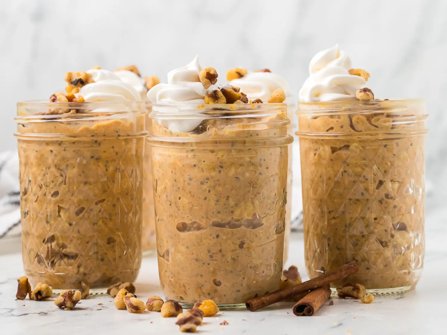 HERO photo of pumpkin overnight oats in mason jars