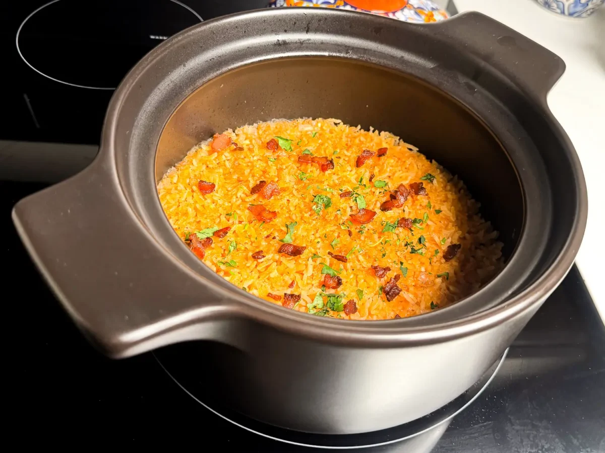 Photo of Charleston Red Rice in a black pot