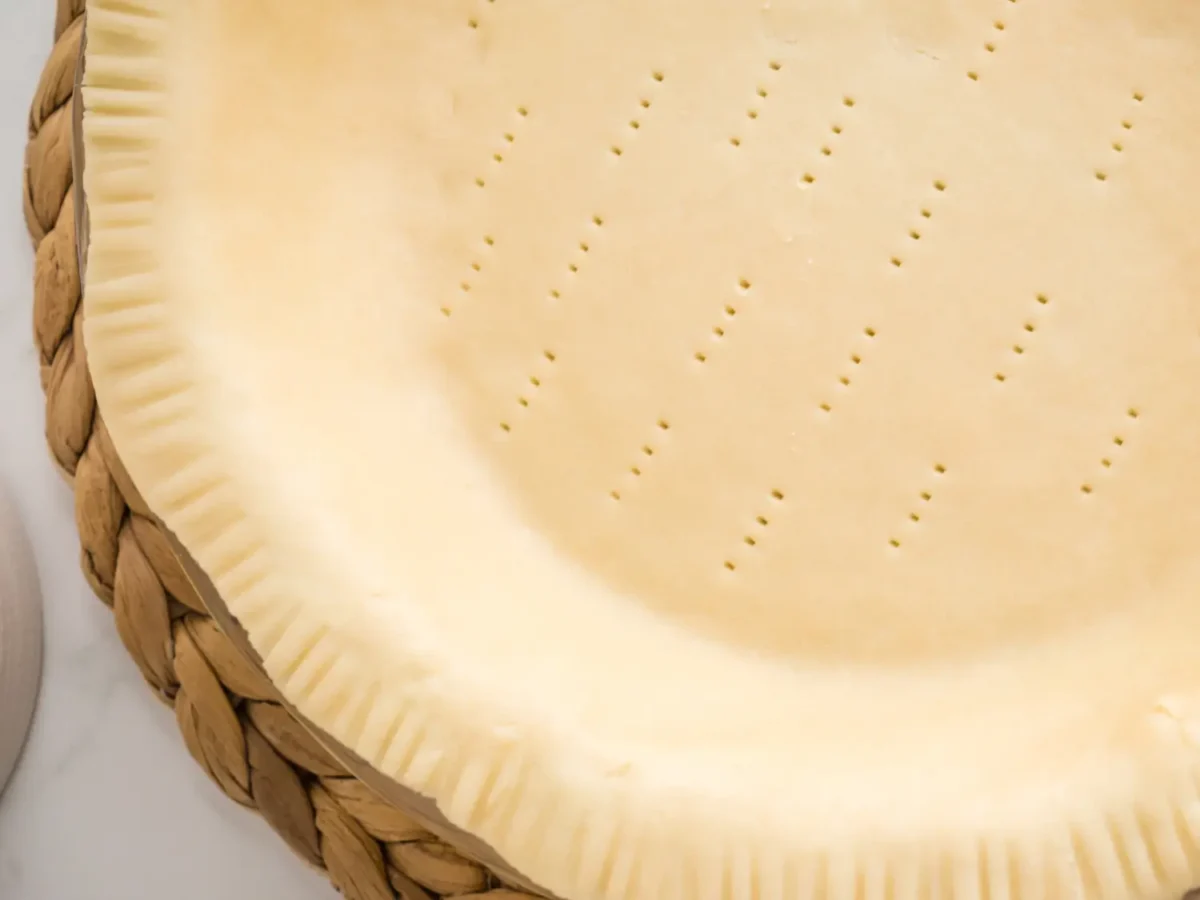 close up photo showing fork marks in pie dough