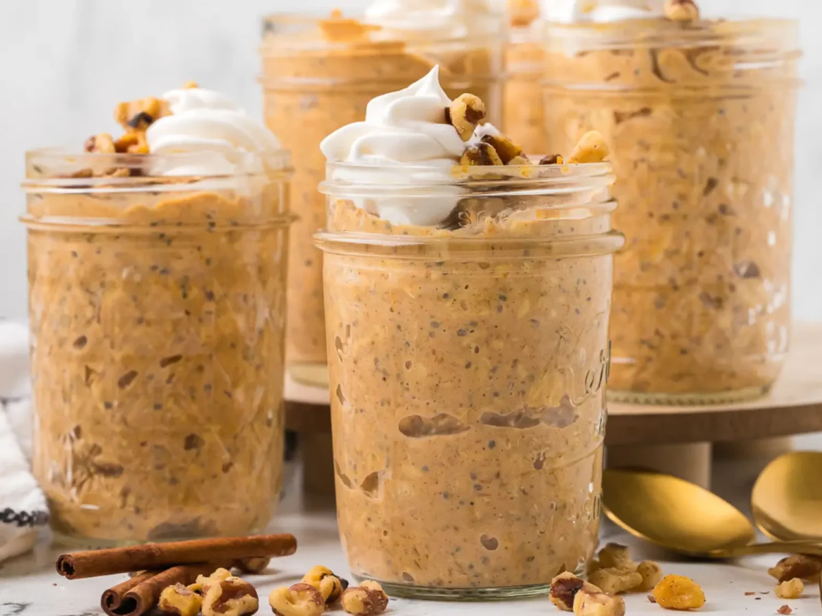 photo of 4 pumpkin overnight oat jars